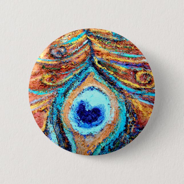 Peacock Feather Painting Button (Front)