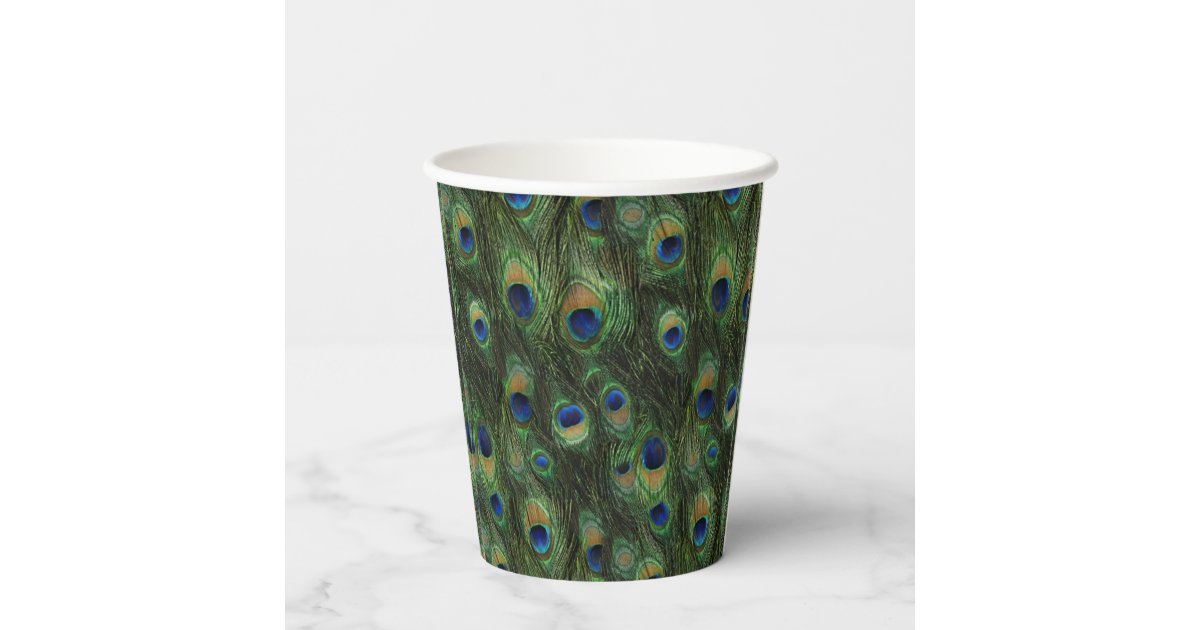 Peacock Feather Paper Cups | Zazzle