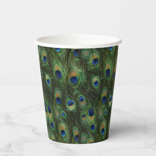 Peacock Feather Paper Cups | Zazzle