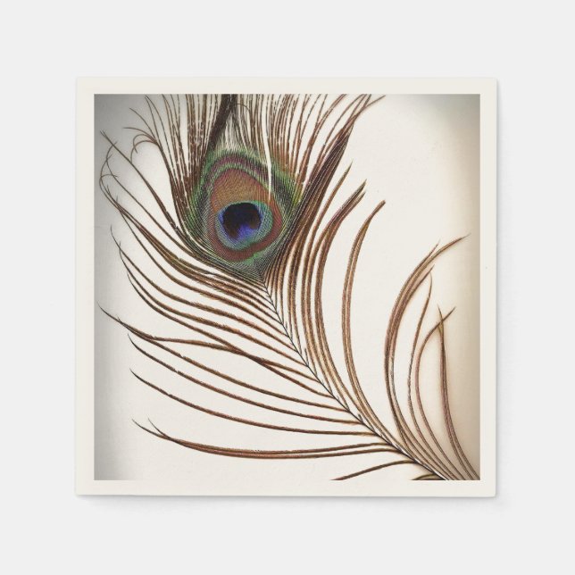Peacock Feather Paper Napkins (Front)
