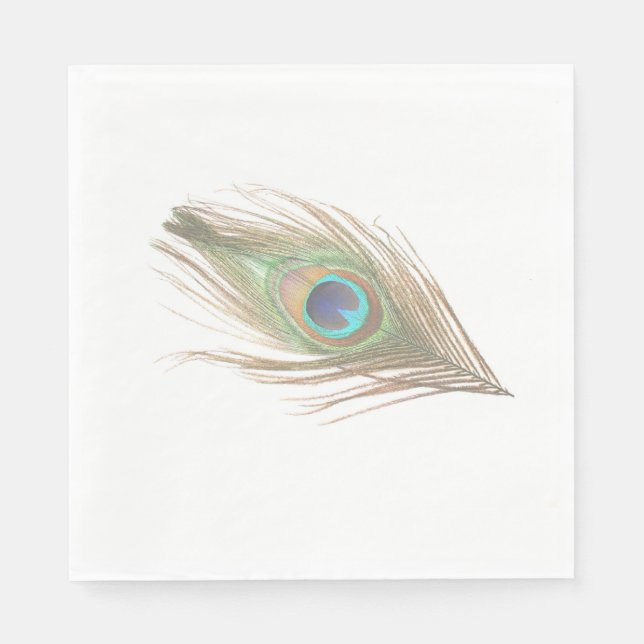 Peacock Feather Paper Napkins (Front)