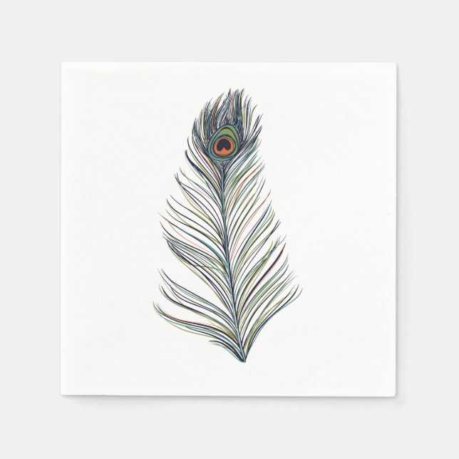 Peacock Feather Paper Napkins (Front)
