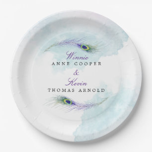 Peacock Feather Paper Plates
