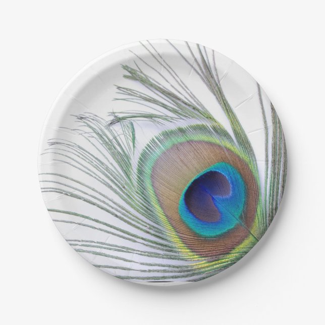 Peacock Feather Paper Plates (Front)
