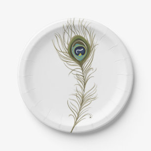 Peacock Feather Paper Plates