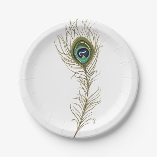 Peacock Feather Paper Plates (Front)