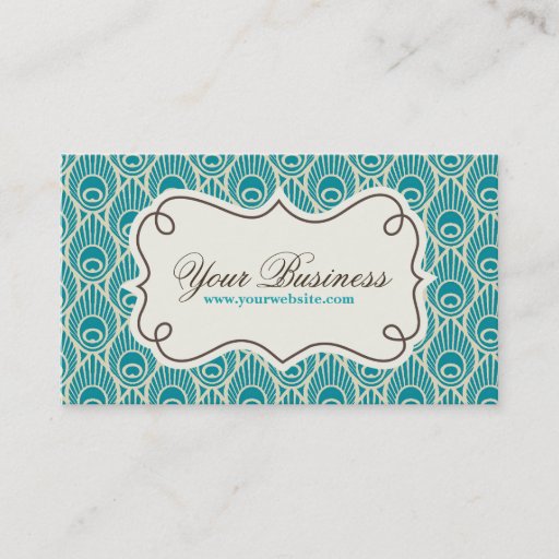 Customizable Peacock Feather Pattern Business Card