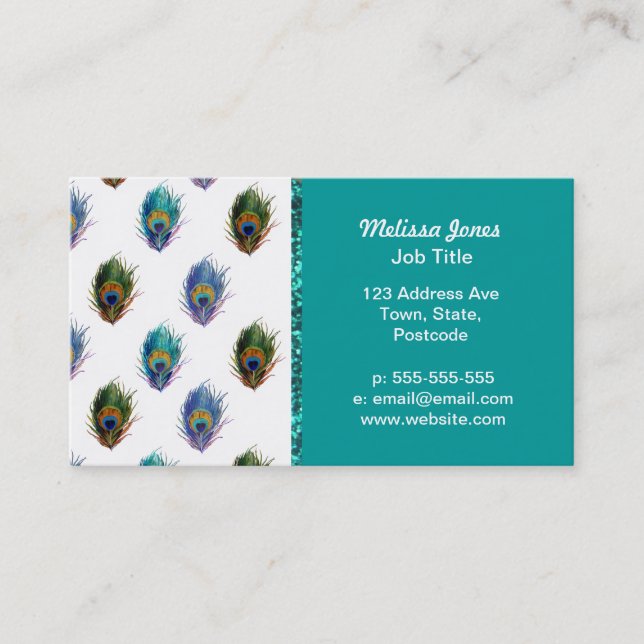 Peacock feather pattern business card (Front)