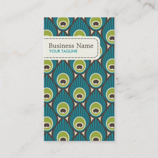 Customizable Peacock Feather Pattern Business Card