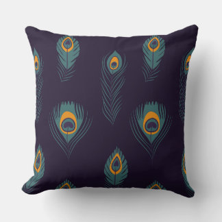 Peacock feather Pattern Chic Trendy Stylish Throw Pillow