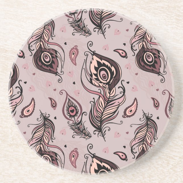 Peacock feather pattern coaster (Front)