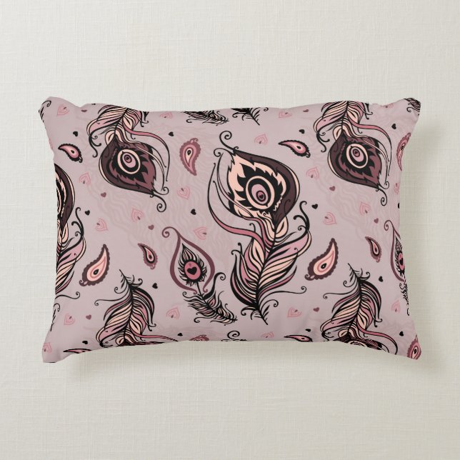 Peacock feather pattern decorative pillow (Front)