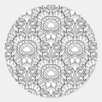 Peacock Feather Pattern Doodle Classic Round Sticker