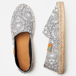 Peacock Feather Pattern Doodle Espadrilles