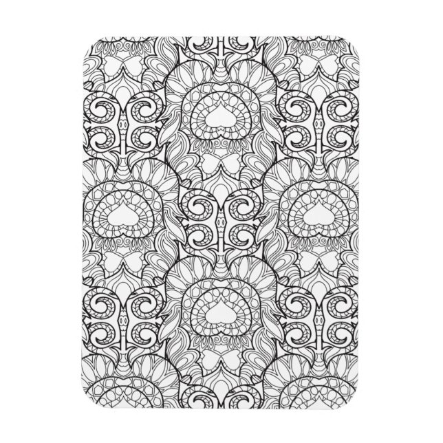 Peacock Feather Pattern Doodle Magnet (Vertical)