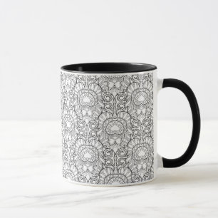 Peacock Feather Pattern Doodle Mug