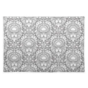 Peacock Feather Pattern Doodle Placemat