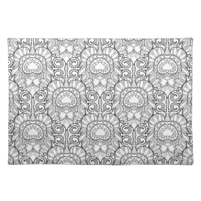Peacock Feather Pattern Doodle Placemat (Front)