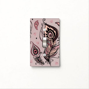 Peacock feather pattern light switch cover