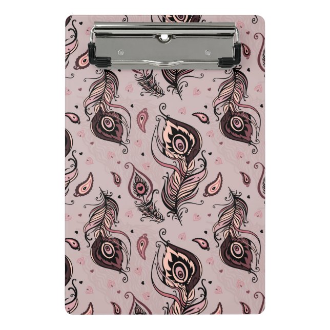 Peacock feather pattern mini clipboard (Front)
