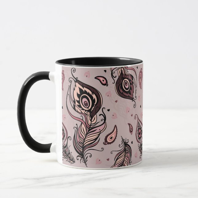 Peacock feather pattern mug (Left)
