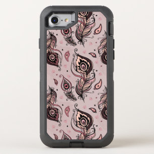 Peacock feather pattern OtterBox defender iPhone SE/8/7 case