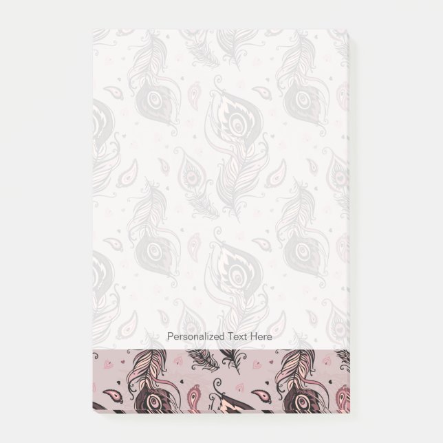 Peacock feather pattern post-it notes (Front)