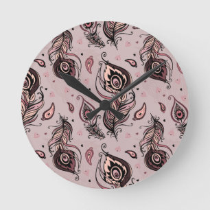 Peacock feather pattern round clock