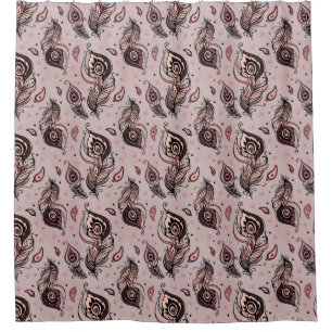 Peacock feather pattern shower curtain