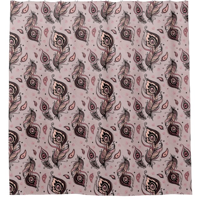 Peacock feather pattern shower curtain (Front)