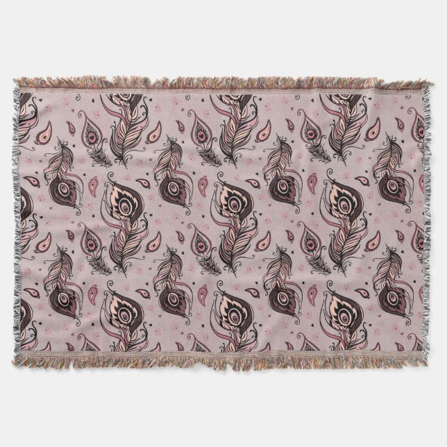 Peacock feather pattern throw blanket (Front)