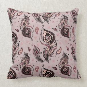 Peacock feather pattern throw pillow