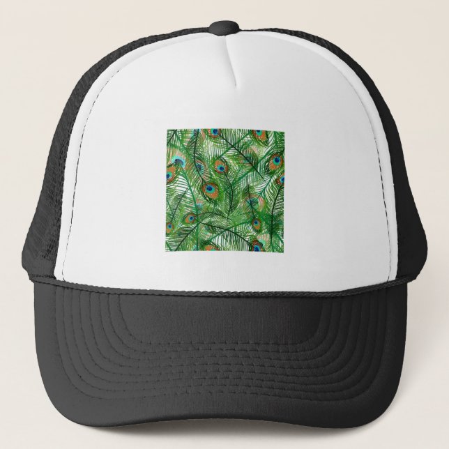 Peacock feather pattern trucker hat (Front)
