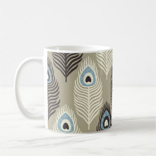 Peacock feather pattern, vintage style. coffee mug