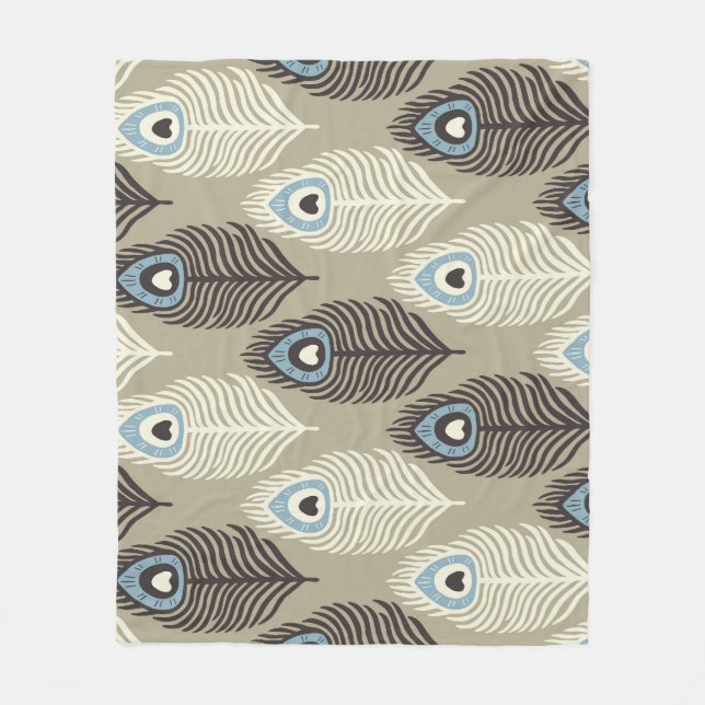 Peacock feather pattern, vintage style. fleece blanket (Front)