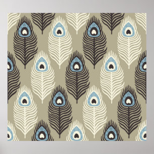 Peacock feather pattern, vintage style. poster