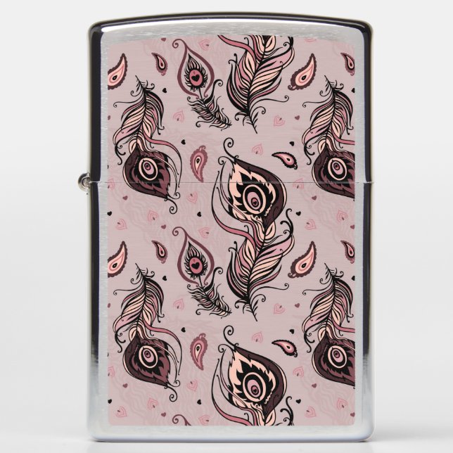 Peacock feather pattern zippo lighter (Front)