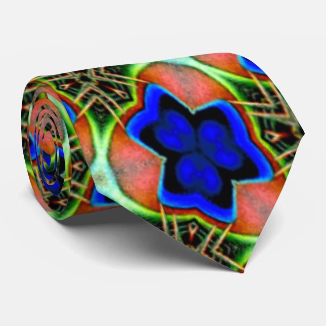 Peacock Feather Patterns Neck Tie (Rolled)