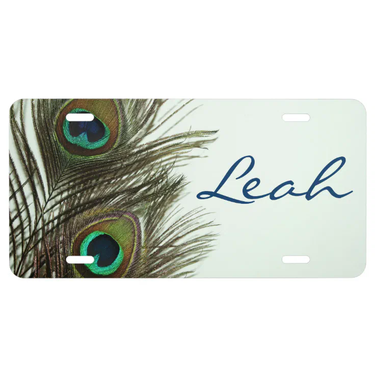 Peacock Feather Personalized License Plate Cover Zazzle