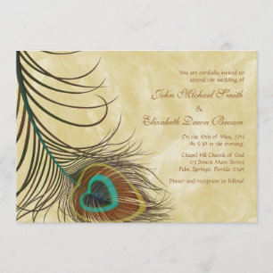 Peacock Feather Personalized Wedding Invitation