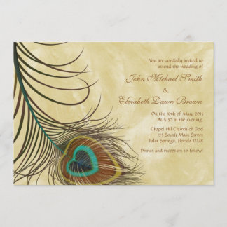 Peacock Feather Personalized Wedding Invitation