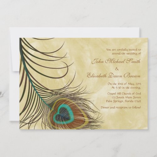 Peacock Feather Personalized Wedding Invitation