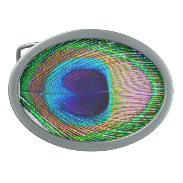 Peacock Feather Photo Belt Buckle (Front)
