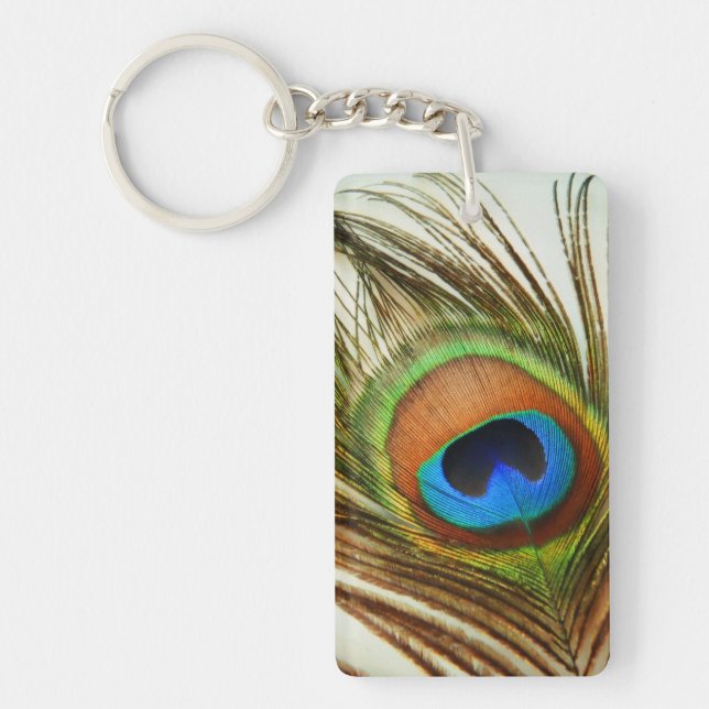 Peacock Feather Photo Key Chain (Front)