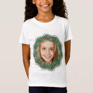 Peacock feather photo kids template t-shirts