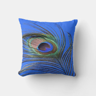 Peacock Feather Photograph Throw Pillow