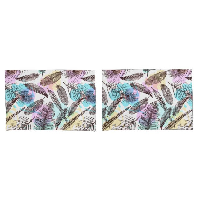 Peacock Feather Pillow Case (Front-Set)