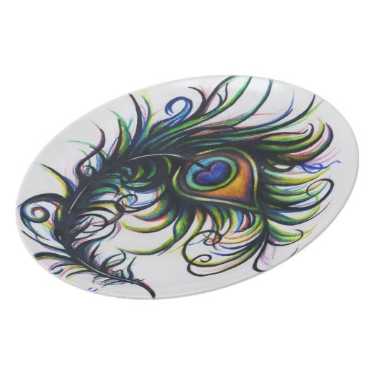 Peacock Feather Plate (Left Side)