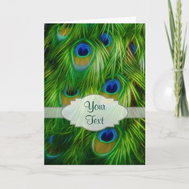 Peacock Feather Print Letterpress Thank You Card (Front)