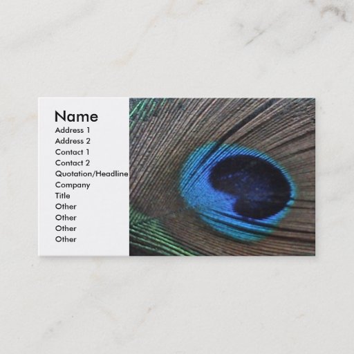 Customizable Peacock Feather Profile Card Business Card Template